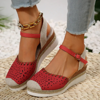 Damen stylische Espadrilles mit Knöchelriemen | Sommer – Rot