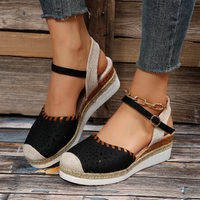 Damen stylische Espadrilles mit Knöchelriemen | Sommer – Schwarz