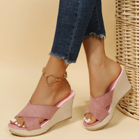 Damen stylische Keil-Sommersandalen | Bequeme – Rosa