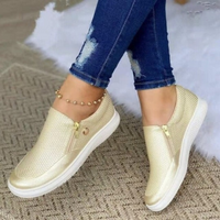 Damen stylische Schuhe mit Reißverschluss | Bequem – Gold