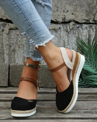 Damen stylische Sommer-Espadrilles | Plateau – Schwarz