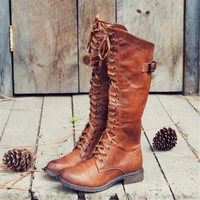 Damen stylische Vintage-Stiefel | Bequeme – Braun