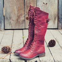 Damen stylische Vintage-Stiefel | Bequeme – Rot