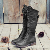 Damen stylische Vintage-Stiefel | Bequeme – Schwarz