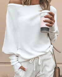 Damen stylischer Pullover | Lange – Weiß