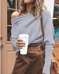 Damen stylischer Pullover | Lange – Grau