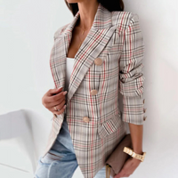 Damen stylischer und trendiger Blazer | Herbst – Grau/Rot