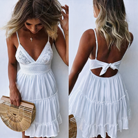 Damen stylisches fließendes Sommerkleid | Mini – Weiß