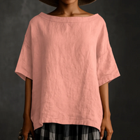 Damen stylisches lockeres Hemd | Kurzarm – Rosa