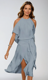 Damen stylisches Sommerpartykleid | Midi – Grau