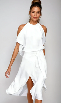 Damen stylisches Sommerpartykleid | Midi – Weiß