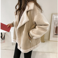 Teddy Damen Mantel Oversized | Warm Kontrast – Beige