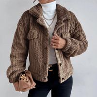 Stylischer Damen-Teddy-Mantel | Kurz – Braun