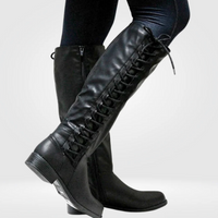 Damen trendige hohe Stiefel | Bequeme – Schwarz