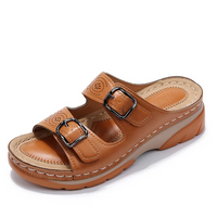 Damen trendige Sommersandalen | Plateau – Braun