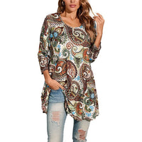 Leonie | Damen Tunika mit buntem Mandala-Druck und 3/4-Ärmeln – A1