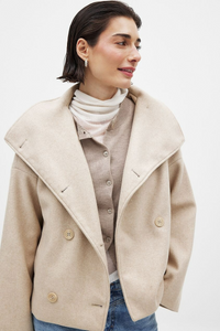 Damen Vintage-Doppelreiher-Mantel | Kurz – Beige