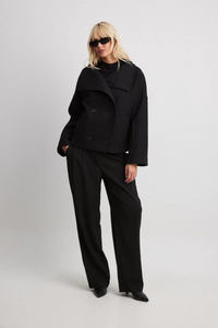 Damen Vintage-Doppelreiher-Mantel | Kurz – Schwarz