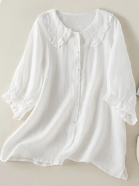 Damen Vintage-Kurzarmbluse | Elegante – Weiß