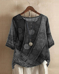 Damen Vintage-lebendiges Oberteil | Kurzarm – Grau
