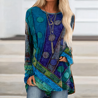 Damen Vintage-Leichtbluse | Langarm – Blau