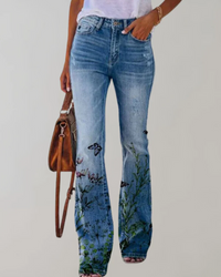 Damen Vintage Schlag-Jeans mit Blumenmuster | Sommer – Variante 2