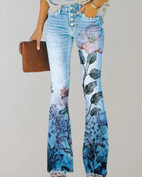 Damen Vintage Schlag-Jeans mit Blumenmuster | Sommer – Variante 3