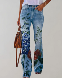 Damen Vintage Schlag-Jeans mit Blumenmuster | Sommer – Variante 4