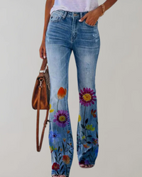 Damen Vintage Schlag-Jeans mit Blumenmuster | Sommer – Variante 5