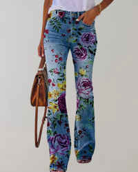 Damen Vintage Schlag-Jeans mit Blumenmuster | Sommer – Variante 6