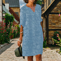 Damen Vintage stilvolles Kleid | Mini – Himmelblau
