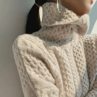Damen Vintage-Strickpullover | Rollkragen – Elfenbein