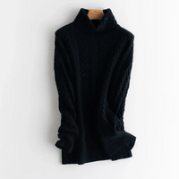 Damen Vintage-Strickpullover | Rollkragen – Schwarz