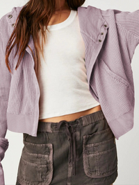 Damen stylische Waffel-Kapuzenjacke | Leichte – Lavendel