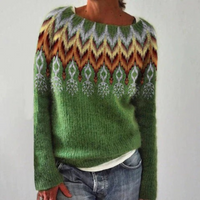 Damen warmer Herbstpullover | Norwegisch – Grün 2