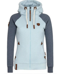 Damen warmer Hoodie | Reißverschluss – Hellblau