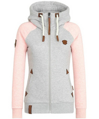 Damen warmer Hoodie | Reißverschluss – Hellrosa