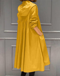 Charlotte | Damen Wasserabweisender Langer Kapuzen-Trenchcoat aus Polyester – Gelb