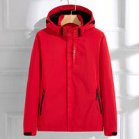 Hannah | Damen Wasserdichte Regenjacke mit Abnehmbarer Kapuze Verstellbarer Passform – Rot
