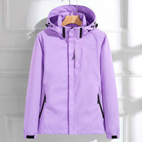 Hannah | Damen Wasserdichte Regenjacke mit Abnehmbarer Kapuze Verstellbarer Passform – Lila