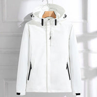 Hannah | Damen Wasserdichte Regenjacke mit Abnehmbarer Kapuze Verstellbarer Passform – Weiß
