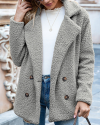 Damen weicher und warmer Mantel | Winter – Hellgrau