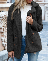 Damen weicher und warmer Mantel | Winter – Schwarz