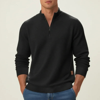 Daniel | Herren Strickpullover mit Quarter-Zip – Schwarz