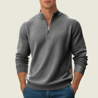 Daniel | Herren Strickpullover mit Quarter-Zip – Grau