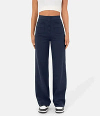 Nina | Elastische Hose mit hoher Taille – Dunkelblau
