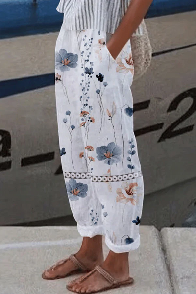 Heidi-Mode | Casual Unique Printed Button Pocket Pants