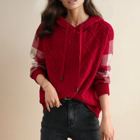HOODED JACQUARD SWEATER | ELEGANTER KOMFORT STIL – Rot