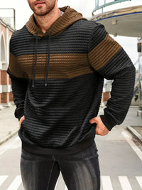 Arvid – Kapuzenpullover  Mit Farbblock Struktur – Kaffee