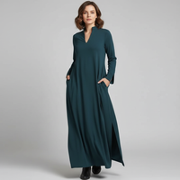 Damenkleid | Lange Ausführung mit gerader Linienführung – Grün
